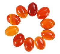 sourcing map Flat Oval Stone,Oval Cabochons Stones 14mm x 10mm Natural Stone Cabochons for Jewelry Making DIY Photo Frame Home Decor (Pack of 10, Red-Carnelian)
