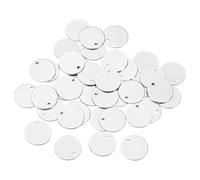 sourcing map Flat Round Blank Stamping Tag Pendants Charm,40Pcs 14mm Diameter - 304 Stainless Steel Metal Charm with Hole for Necklace Earring Jewelry Making (Silver)