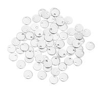 sourcing map Flat Round Blank Stamping Tag Pendants Charm, 80Pcs 6mm Diameter - 304 Stainless Steel Metal Charm with Hole for Necklace Earring Jewelry Making (Silver)