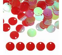 sourcing map Flat Round Sequins, 2100Pcs 10mm/0.4 Inch Loose Paillettes AB Red Craft Sewing Sequins with Single Side Hole for DIY, Embroidery Clothing, Jewelry Making