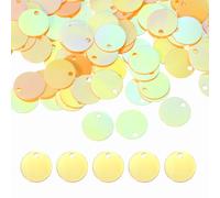 sourcing map Flat Round Sequins, 2100Pcs 10mm/0.4 Inch Loose Paillettes AB Yellow Craft Sewing Sequins with Single Side Hole for DIY, Embroidery Clothing, Jewelry Making