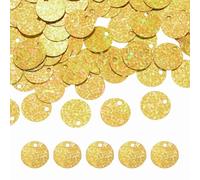 sourcing map Flat Round Sequins, 2100Pcs 10mm/0.4 Inch Loose Paillettes Laser Gold Craft Sewing Sequins with Single Side Hole for DIY, Embroidery Clothing, Jewelry Making
