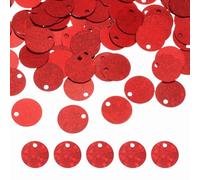 sourcing map Flat Round Sequins, 2100Pcs 10mm/0.4 Inch Loose Paillettes Laser Red Craft Sewing Sequins with Single Side Hole for DIY, Embroidery Clothing, Jewelry Making