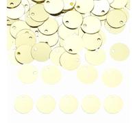 sourcing map Flat Round Sequins, 2100Pcs 10mm/0.4 Inch Loose Paillettes Light Gold Craft Sewing Sequins with Single Side Hole for DIY, Embroidery Clothing, Jewelry Making