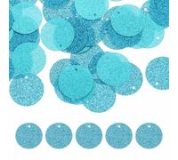 sourcing map Flat Round Sequins, 240Pcs 20mm/0.8 Inch Loose Paillettes Bling Light Blue Craft Sewing Sequins with Single Side Hole for DIY, Embroidery Clothing, Jewelry Making