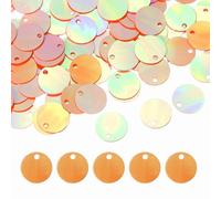 sourcing map Flat Round Sequins, 600Pcs 10mm/0.4 Inch Loose Paillettes AB Orange Craft Sewing Sequins with Single Side Hole for DIY, Embroidery Clothing, Jewelry Making