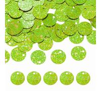 sourcing map Flat Round Sequins, 600Pcs 10mm/0.4 Inch Loose Paillettes Laser Light Green Craft Sewing Sequins with Single Side Hole for DIY, Embroidery Clothing, Jewelry Making