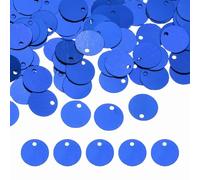 sourcing map Flat Round Sequins, 600Pcs 10mm/0.4 Inch Loose Paillettes Sapphire Blue Craft Sewing Sequins with Single Side Hole for DIY, Embroidery Clothing, Jewelry Making