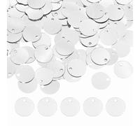 sourcing map Flat Round Sequins, 600Pcs 10mm/0.4 Inch Loose Paillettes Silver Craft Sewing Sequins with Single Side Hole for DIY, Embroidery Clothing, Jewelry Making