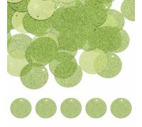 sourcing map Flat Round Sequins, 90Pcs 30mm/1.2 Inch Loose Paillettes Bling Fruit Green Craft Sewing Sequins with Single Side Hole for DIY, Embroidery Clothing, Jewelry Making