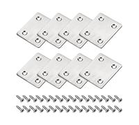 sourcing map Flat Straight Brace Repair Plate, 47 x 38 x 2mm Stainless Steel Fixing Mending Bracket Connector Silver for Furniture, Shelf, Cabinet, 8 Pcs