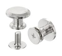 sourcing map Flat Studs Rivet 20 Sets 10.5x6.5mm Purse Feet Spike Leather Craft Screw Back Rivets DIY, Silver Tone