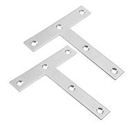 sourcing map Flat T Shape Repair Mending Plate, 120mmx120mm, Stainless Steel Joining Bracket Support Brace, Pack of 2