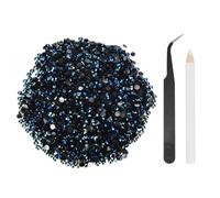 sourcing map Flatback Rhinestones Resin,SS16 4mm Black Blue AB 4000pcs | Resin Rhinestones,Bulk Round Shine Gems,with Pickup Tools,for DIY Nail Art Tumblers Mugs Clothes