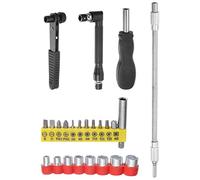sourcing map Flexible Drill Bit Extension Kits, 24pcs Screwdriver Bit Set 1/4" Hex Shank Screw Driver Kit Handle Tools with 300mm Flexible Extension Bit Shaft