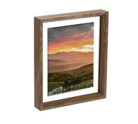sourcing map Floating Frame, 10 x 8 Inch Natural Wood Pictures Frames for Pressed Flowers Standing Wall Hanging Picture Collection, Walnut