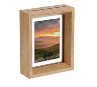 sourcing map Floating Frame, 5 x 4 Inch Natural Wood Pictures Frames for Pressed Flowers Standing Wall Hanging Picture Collection, Wood Tone