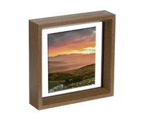 sourcing map Floating Frame, 6 x 6 Inch Natural Wood Pictures Frames for Pressed Flowers Standing Wall Hanging Picture Collection, Walnut
