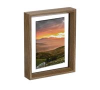 sourcing map Floating Frame, 8 x 6 Inch Natural Wood Pictures Frames for Pressed Flowers Standing Wall Hanging Picture Collection, Walnut