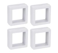 sourcing map Floating Frame Display Holder Stand 3D Jewelry Display Box 1.97 x 1.97 x 0.79 Inch White for Ring Necklace Bracelet Earring Pack of 4
