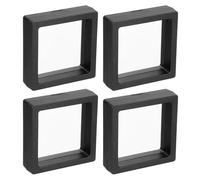 sourcing map Floating Frame Display Holder Stand 3D Jewelry Display Box 2.76 x 2.76 x 0.79 Inch Black for Ring Necklace Bracelet Earring Pack of 4