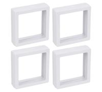 sourcing map Floating Frame Display Holder Stand 3D Jewelry Display Box 2.76 x 2.76 x 0.79 Inch White for Ring Necklace Bracelet Earring Pack of 4