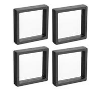 sourcing map Floating Frame Display Holder Stand 3D Jewelry Display Boxs 3.54 x 3.54 x 0.79 Inch Black for Ring Necklace Bracelet Earring Pack of 4