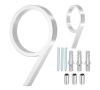 sourcing map Floating House Numbers, 5 Inch Solid Zinc Alloy Modern Address Number for Outside with Nails Kit for Home Street Office Mailbox Sign(Number 9, Silver)