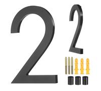 sourcing map Floating House Numbers, 6 Inch Acrylic Modern Address Number for Outside with Nails Kit for Home Street Office Mailbox Sign(Number 2, Black)