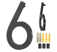 sourcing map Floating House Numbers, 6 Inch Acrylic Modern Address Number for Outside with Nails Kit for Home Street Office Mailbox Sign(Number 6, Black)