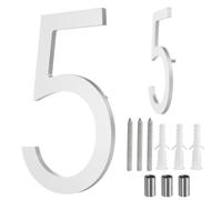 sourcing map Floating House Numbers, 8 Inch Solid Aluminum Modern Address Number for Outside with Nails Kit for Home Street Office Mailbox Sign(Number 5, Reflective Silver)