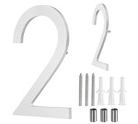 sourcing map Floating House Numbers, 8 Inch Solid Aluminum Modern Address Number for Outside with Nails Kit for Home Street Office Mailbox Sign(Number 2, Reflective Silver)