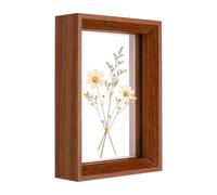 sourcing map Floating Picture Frames, 4.8x6.8/12x17cm Wooden Pressed Flower Frame Double Acrylic Pressed Flower Picture Frames Wall Tabletop Display for Photos Postcards, Walnut Color