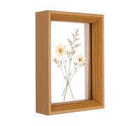 sourcing map Floating Picture Frames, 4.8x6.8/12x17cm Wooden Pressed Flower Frame Double Acrylic Pressed Flower Picture Frames Wall Tabletop Display for Photos Postcards, Natural Wood Color