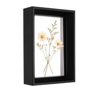 sourcing map Floating Picture Frames, 4.8x6.8/12x17cm Wooden Pressed Flower Frame Double Acrylic Pressed Flower Picture Frames Wall Tabletop Display for Photos Postcards, Black