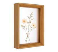 sourcing map Floating Picture Frames, 5.8x7.8/15x20cm Wooden Pressed Flower Frame Double Acrylic Pressed Flower Picture Frames Wall Tabletop Display for Photos Postcards, Natural Wood Color