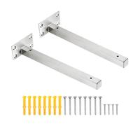 sourcing map Floating Shelf Bracket,2 Pack 10 Inch Stainless Steel Hidden Wall Mounted Shelf Supports with Screws and Expansion Tube for Wood Shelves , Hanging in Office, Living Room (Silver)
