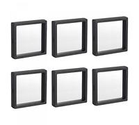 sourcing map Floating Thin Film Display Box, ABS Frame Display Case Holder 11cm x 11cm x 2cm Black for Ring Necklace Bracelet Earring Pack of 10