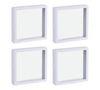 sourcing map Floating Thin Film Display Box, ABS Frame Display Case Holder 11cm x 11cm x 2cm White for Ring Necklace Bracelet Earring Pack of 4