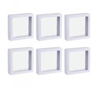 sourcing map Floating Thin Film Display Box, ABS Frame Display Case Holder 5cm x 5cm x 2cm White for Ring Necklace Bracelet Earring Pack of 6
