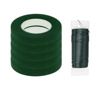 sourcing map Floral Arrangement Kit, 5 Rolls 30 Yards Floral Tape with 22 Gauge Green Floral Wire for Floral Arranging Bouquet Wrap