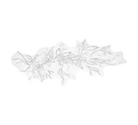 sourcing map Flower Fabric Beaded Lace Applique, 3D Sew on Flower Fabric Patches Embroidered Patch for DIY Sewing Crafts Clothing Wedding Dress Decoration, Silver White