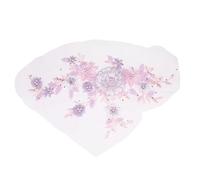 sourcing map Flower Fabric Beaded Lace Applique, 3D Sew on Flower Fabric Patches Embroidered Pearl Lace Patch with Sequins for DIY Sewing Clothing Wedding Dress Decoration(Right, Pink Purple)
