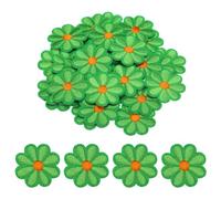 sourcing map Flower Iron-on Patches Embroidered Sew Flower Patch Appliques Repair Patches for Clothing Repair Backpack Shoes Decoration 90x90mm/3.54x3.54 Pack of 30(Green)