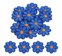 sourcing map Flower Iron-on Patches Embroidered Sew Flower Patch Appliques Repair Patches for Clothing Repair Backpack Shoes Decoration 90x90mm/3.54x3.54 Pack of 15(Dark Blue)