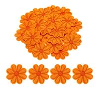 sourcing map Flower Iron-on Patches Embroidered Sew Flower Patch Appliques Repair Patches for Clothing Repair Backpack Shoes Decoration 90x90mm/3.54x3.54 Pack of 30(Orange)