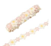 sourcing map Flower Lace Trim, 5 Yards 1.4 Inch Wide Delicate Floral Edge Lace Trim Ribbon DIY Handmade Patchwork Ribbon Sewing Supplies Crafts, Pink-White-Yellow