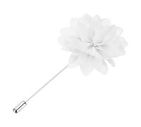 sourcing map Flower Lapel Pin, Lapel Pin for Men Suits Boutonnieres Handmade Satin Flower Men Brooch Accessories for Wedding Anniversary Graduation Party, White