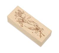 sourcing map Flower Wooden Rubber Stamp, 3"x1"x1" Decorative Wooden Stamp for DIY Crafting Scrapbooking Diary Planner Journals Cards(Sword Lily)