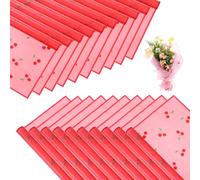 sourcing map Flower Wrapping Paper, 22 Inch Dark Red Cherry Korean Flower Paper, Waterproof Floral Bouquet Wrap for DIY Crafts Florist Supplies Wedding Birthday Gift, 20 Sheets